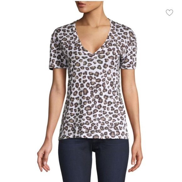 MONROW Leopard V-Neck Tee NWT - Picture 1 of 6